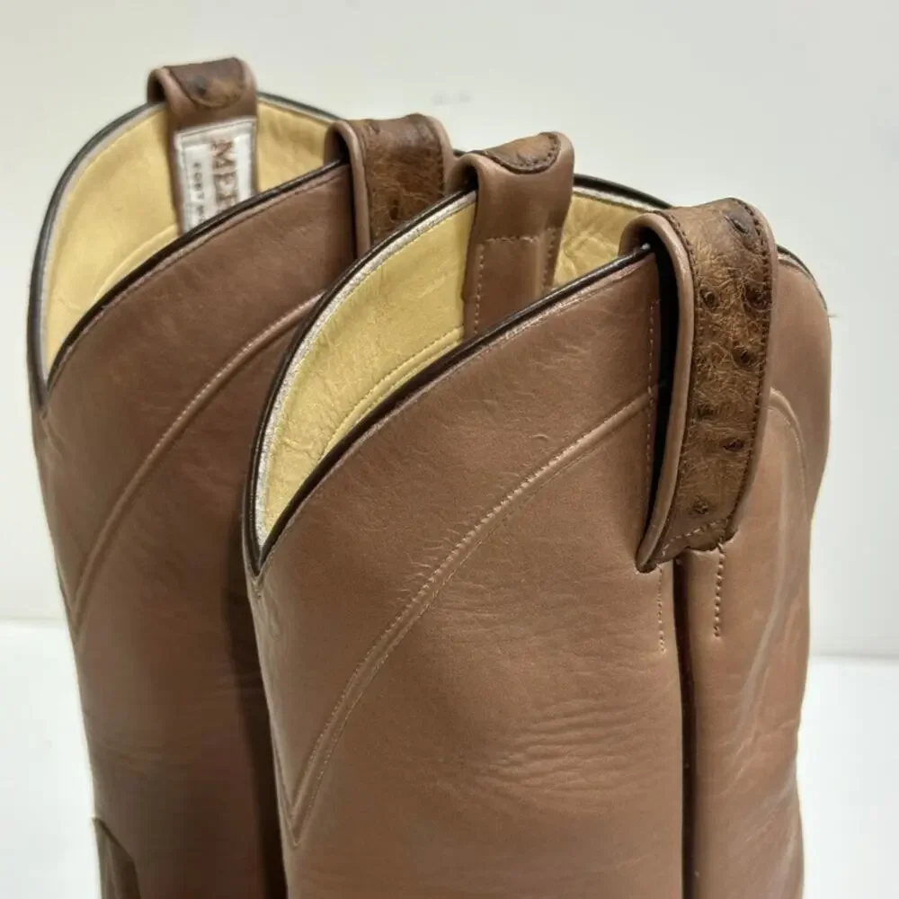 EXCELLENT Rios of Mercedes Brown Full Quill Ostrich Roper Exotic Boot 7.5 Narrow